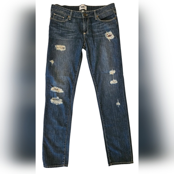 Paige Jimmy Jimmy Skinny Distressed Mid Rise Jeans - Sz 29 - Picture 1 of 7